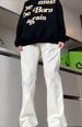 White Jeans Men's Belt Ruffian Handsome High-end Pants American High Street Wear Micro-pull Pants_mkmklike.com