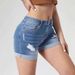 Women's Clothing Trendy Hole Curling High Elastic High Waist Denim Shorts Women's Hot Pants_mkmklike.com
