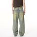 Men's Clothing Niche Personality Design Reverse Wear Distressed Retro Wide Leg Straight Washed Jeans Trend_mkmklike.com