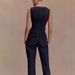 Women's Clothing Modern Style Button High Waist Denim Top Trousers Suit_mkmklike.com