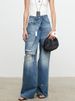 Women's Clothing Minimalist, Cool And Fashionable Style, Turkish Imported Ripped Irregular Folded Placket, Lazy Jeans For Women_mkmklike.com