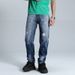 Men's High-Street Distressed Denim Jeans – Splatter Paint Washed, Straight-Leg Relaxed Fit, Mid-Rise (Sizes 30-38, 80% Cotton Stretch)_mkmklike.com