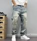 2026 New High-end Graffiti Hand-painted Ruffian Handsome Trendy Brand Ins American Jeans Men's Loose Small Straight Spring And Autumn Long Pants_mkmklike.com