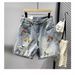 Men's Retro Distressed Straight Leg Denim Shorts Casual Loose Fitting Wide Leg Mid Length Pants Trendy Versatile Summer Wear_mkmklike.com