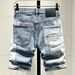 Men's Summer Distressed Denim Shorts Thin Ripped Five Point Length Slim Fit Casual Versatile Unique Patchwork Shorts_mkmklike.com