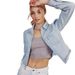 Jackets Long Sleeve Short Slim Fit Washed Women's Slightly Stretch Denim Jacket_mkmklike.com