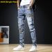 Men's Distressed Slim-Fit Jeans – Premium Washed Denim With Artistic Patchwork & Ripped Details (Sizes 27-36, 5 Colors)_mkmklike.com
