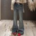 Plus Size Vintage Flare Jeans For Women – Stretchy High-Waisted Rhinestone Embellished Bootcut Denim Pants (Blue, S-3XL)_mkmklike.com