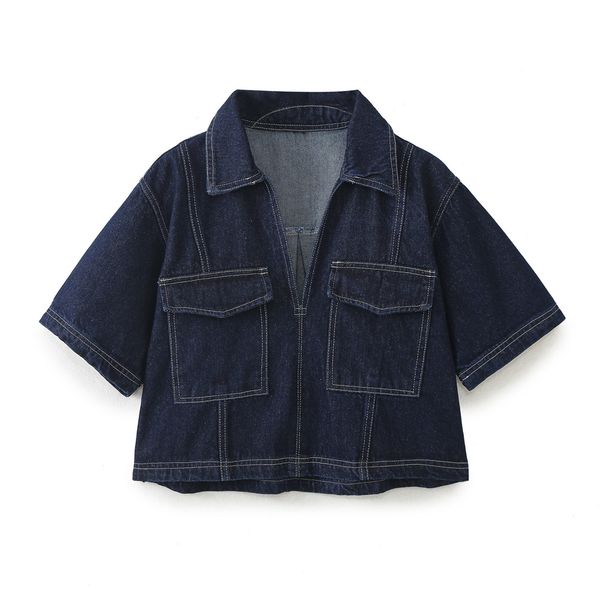 Women's Clothing Short Denim Shirt Double Breasted Denim Skirt Pants Suit_mkmklike.com