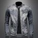 Men's Clothing Fashion Stand Collar Zipper Lapel Motorcycle Denim Jacket Personality Retro Sports Tops Men's Casual Trendy Coat_mkmklike.com
