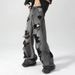 Men's Ripped Distressed Denim Jeans Trendy Loose Fit Vintage Wide Leg Pants Straight Leg Floor Length Autumn Style High Street_mkmklike.com