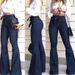 Women’s Clothing High Waisted Slightly Elastic Lace Up Flared Pants Wide Leg Pants Women's Jeans_mkmklike.com