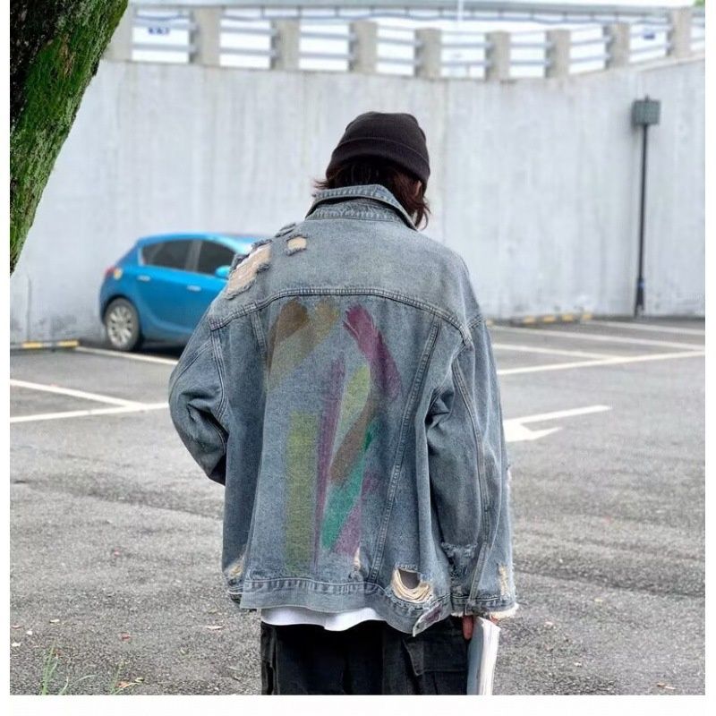 Pulse Pulse Cross-Border Denim For Men, Loose Fit, High-End Feel, Stylish Cool, European American Casual Spring And Autumn Style,_mkmklike.com