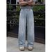 Men's Ripped Jeans High End Feel Loose Wide Leg Straight Long Pants Cool Casual Summer Style Reverse Closure_mkmklike.com