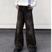 High Street American Style Dirty Dyed Washed Distressed Jeans For Men, Loose Straight Wide Leg Pants_mkmklike.com