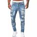 Men's Clothing Slim Fit Ripped Distressed Stretch Jeans Casual Versatile Handsome New Trend_mkmklike.com