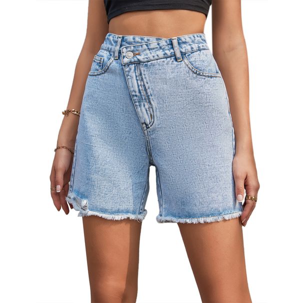 Women's Clothing Casual Denim Shorts Simple High Waist Loose Shorts_mkmklike.com