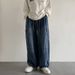 Men's Clothing Washed Jeans Spring And Autumn Retro Loose Wide Leg Handsome Straight High Street Work Pants_mkmklike.com