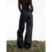 Unisex American Retro Design Wide Leg Trousers Loose Fit Slimming Black Straight Leg Pants Versatile Denim Jeans_mkmklike.com