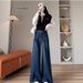 Retro Wide-Leg Jeans For Women, Spring And Autumn 2025 New Style, High-Waisted, Slimming, Loose, Straight-Leg, Draped,_mkmklike.com