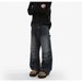 FUIV American Style Jeans Men's Summer Design Sense Fashion Trend Washed And Worn Workwear Wide Straight Leg Pants_mkmklike.com