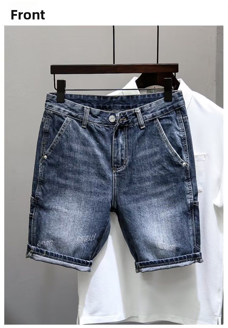 Men's Trendy Denim Shorts 2026 Loose Straight Leg Five Point Casual Summer Thin Mid-Length Niche Style Brand_mkmklike.com