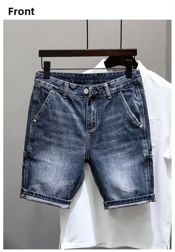 Men's Trendy Denim Shorts 2026 Loose Straight Leg Five Point Casual Summer Thin Mid-Length Niche Style Brand_mkmklike.com