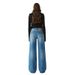 Women's Clothing High End Women's Loose Ripped Jeans Textured Pure Cotton Floor Length Straight Wide Leg Pants For Spring Autumn_mkmklike.com