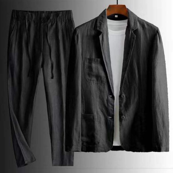 Men's Clothing 2026 New Simple Casual Linen Suit For Men Spring And Summer Thin Style Youth Korean Style Fashion Summer Loose Handsome Two-Piece Suit_mkmklike.com