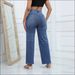 Women's Mid-waist Long Pants, New Style, Stretchy Ripped Loose Flared Jeans, Guangzhou Xintang Jeans_mkmklike.com