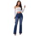 Women's Clothing High Waist Stretchy Flared Jeans - Slim Fit Denim Pants For Casual & Office Wear (Blue, S-XXL)_mkmklike.com