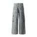 Heavy-duty Washed Vintage Workwear Denim Men's Punk Pleated Design Pocket Vertical Stripes Wide-leg Straight Pants_mkmklike.com