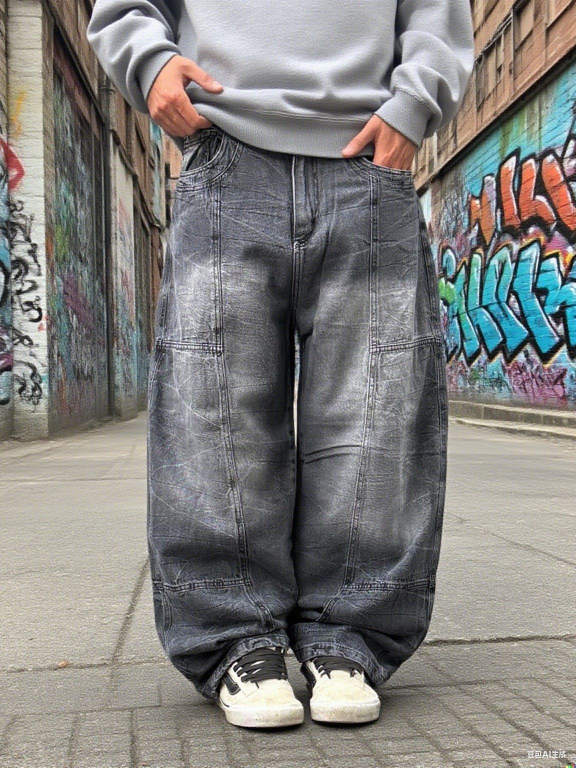 Loose Wide-leg Jeans Street Trend Washed Retro Loose Men's Jeans Trendy Wide-leg Pants_mkmklike.com