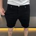 Men's High Street Black Washed Denim Shorts – Summer Loose Fit Mid-Thigh Casual Jeans With Stretch & No Ironing (Sizes 28-36)_mkmklike.com
