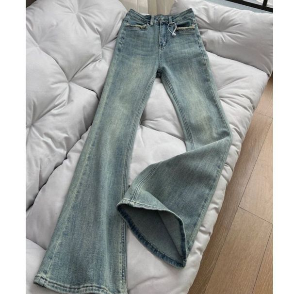 Women's Clothing Retro Flared Jeans Spring And Autumn Small High Waist Slim All Match Flared Trousers_mkmklike.com