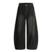 American Style Leopard Print Scimitar Jeans Men's High Street Vibe Trendy Washed Vintage Loose Fit Wide Leg Pants_mkmklike.com