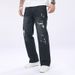 Men's Dark Blue Ripped Straight Leg Denim Jeans Trendy Casual Suitable For All Seasons_mkmklike.com