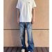Nordmann American High Street Vibe Style Lightning Pattern Blue Ripped Jeans Men's Straight Leg Slightly Flared Slimming Cleanfit_mkmklike.com