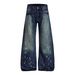 Cross-border Retro Ink Splashing Design Old Scimitar Slightly Pulled Jeans Men's American High Street Loose And Thin Wide-leg Pants_mkmklike.com