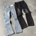 Men's Clothing Retro Washed Distressed Frayed Jeans For Men And Women Hip Hop Casual Street Loose Flared Pants_mkmklike.com