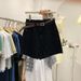 High-Waisted A-Line Denim Shorts For Women – Lightweight Summer Stretch-Free Shorts (S-2XL, Black/Light Blue/Dark Blue) With Free Belt Option_mkmklike.com