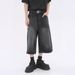 Men's Washed Retro Denim Shorts Summer Thin Loose Straight Leg High Street Style Trendy And Cool Cropped Pants_mkmklike.com