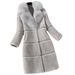 Sheepshear autumn and winter new spliced fur all-in-one mid-length imitation fox fur collar coat and fur jacket_mkmklike.com