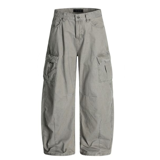 Multi-Pocket Cargo Wide-Leg Trendy Brand Men's Wear Vibe American High Street Loose Jeans Long Pants Lazy Curved Casual_mkmklike.com