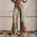 Women's plus Size Faux Denim Wide Leg Pants 3D Printed Casual Flare Pants Popular Style Cross Border Foreign Trade_mkmklike.com