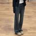 145 Winter Fleece-Lined Straight-Leg Jeans With Pear-Shaped Body, High-Waisted Slimming Narrow Wide-Leg Pants For Petite_mkmklike.com