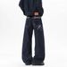 Plus Size High Waisted Straight Leg Jeans – Minimalist Embroidered Denim Pants For Women (Blue)_mkmklike.com