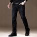 Men's Stretch Skinny Jeans Multi Layered Design Slim Fit Black Trousers Suitable For All Seasons_mkmklike.com