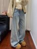 Glitter Star Embroidered Wide-Leg Jeans For Women – High Waist Straight Denim Pants With Rhinestone Details, Winter Edition (Regular & Fleece-Lined)_mkmklike.com