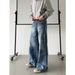 Nordmann American Style Vibe Lightning Pattern Design Niche Jeans For Men Loose Wide Leg High Street Cleanfit Scimitar Pants_mkmklike.com